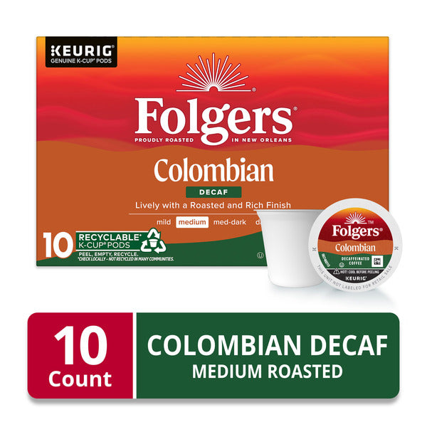 Folgers Colombian Decaf Coffee, Medium Roast, Keurig K-Cup Pods