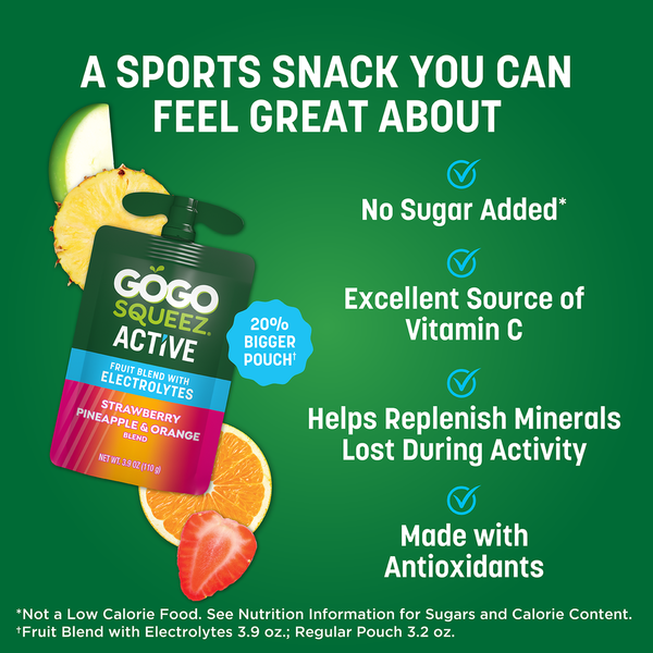 GoGo Squeez Active Electrolyte Strawberry Pineapple & Orange Fruit Blend