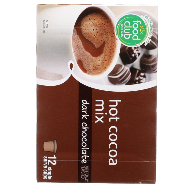 Food Club Dark Chocolate Flavored Hot Cocoa Mix Single Serve Cups