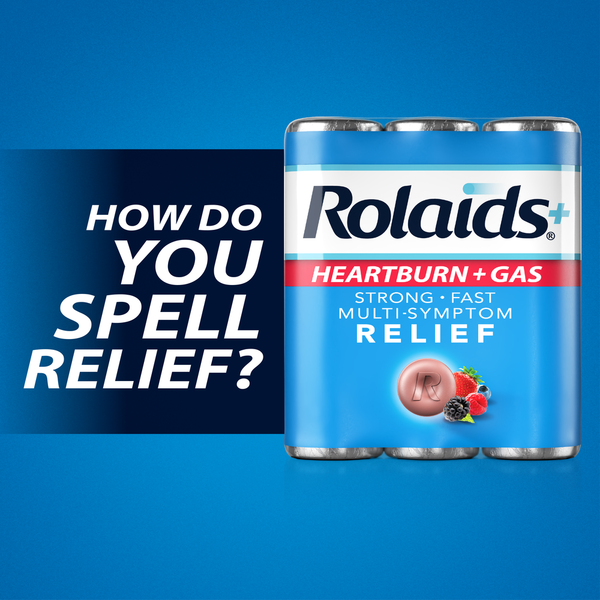 Rolaids Heartburn + Gas, 30 Chewable Tablets, Assorted Berry