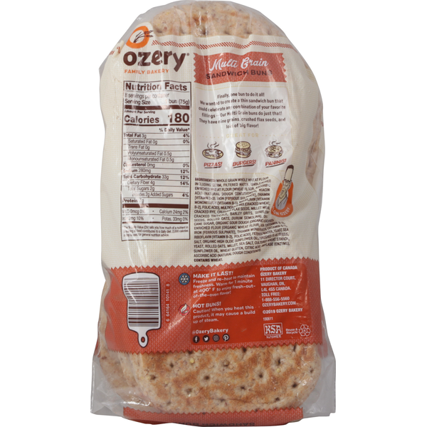 Ozery Bakery Sandwich Buns, Multi Grain, Pre-Sliced