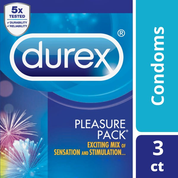 Durex Pleasure Pack Assorted Natural Latex Condoms, Exciting Variety