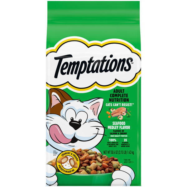 TEMPTATIONS Complete Nutrition Seafood Medley Flavor Adult Dry Cat Food