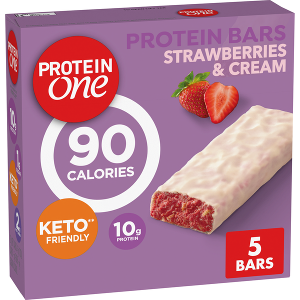 Protein One 90 Calorie Strawberries and Cream Keto Friendly Protein Bars