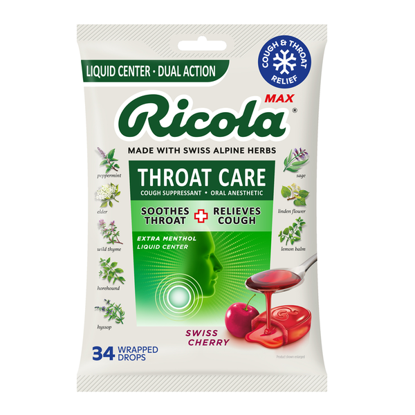 Ricola Max Throat Care Swiss Cherry Cough Drops