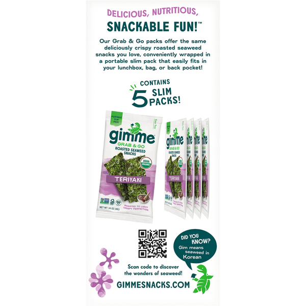 gimMe Grab & Go Roasted Teriyaki Seaweed Snacks Value Pack