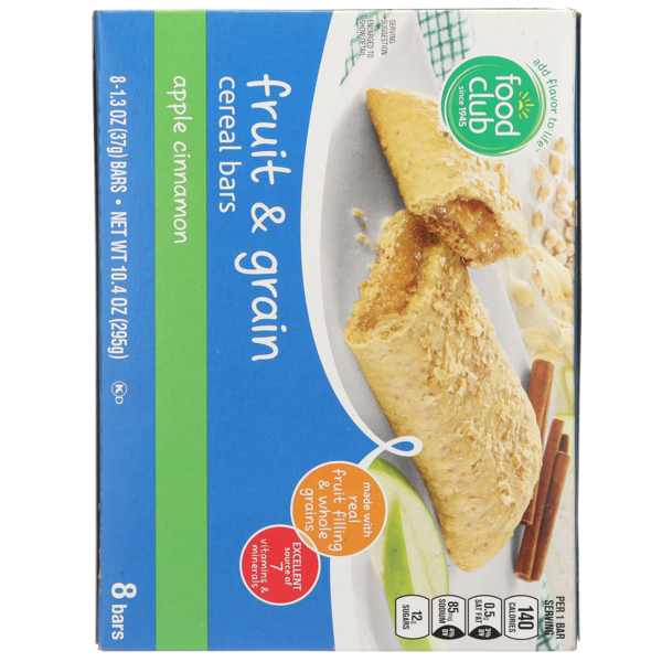 Food Club Apple Cinnamon Fruit & Grain Cereal Bars