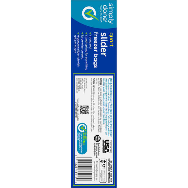 Simply Done Slide Quart Freezer Bags