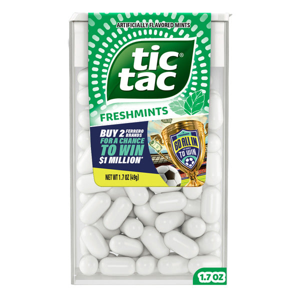 Tic Tac Freshmints, On-the-Go Breath Mints, Pocket-Sized Mints, 100 pieces, 1.7 oz Single Pack