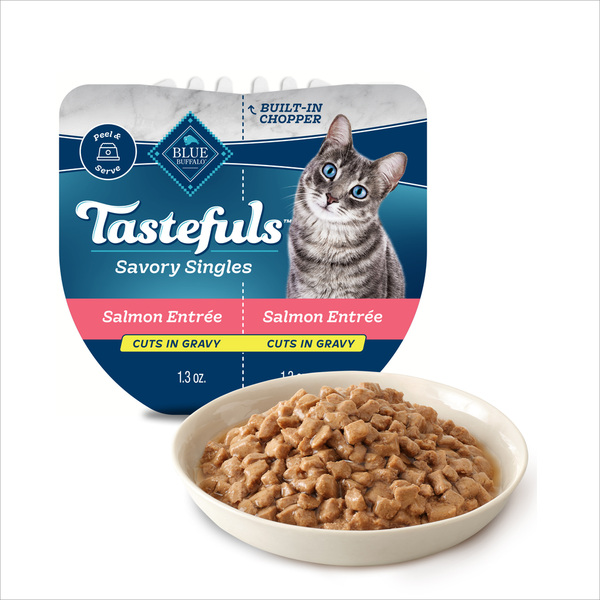 Blue Buffalo Tastefuls Savory Singles Wet Cat Food, Salmon, Twin-Pack Cups