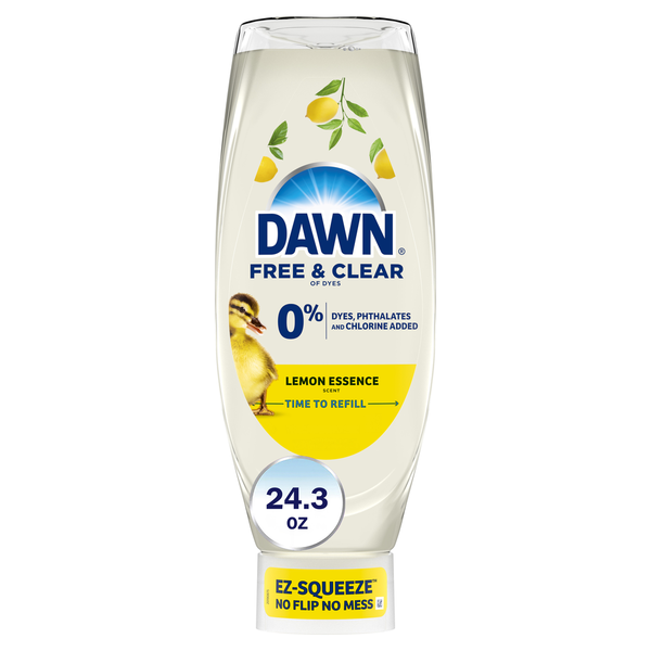 Dawn Free & Clear EZ-Squeeze Dish Soap, Lemon, 24.3 Fl Oz
