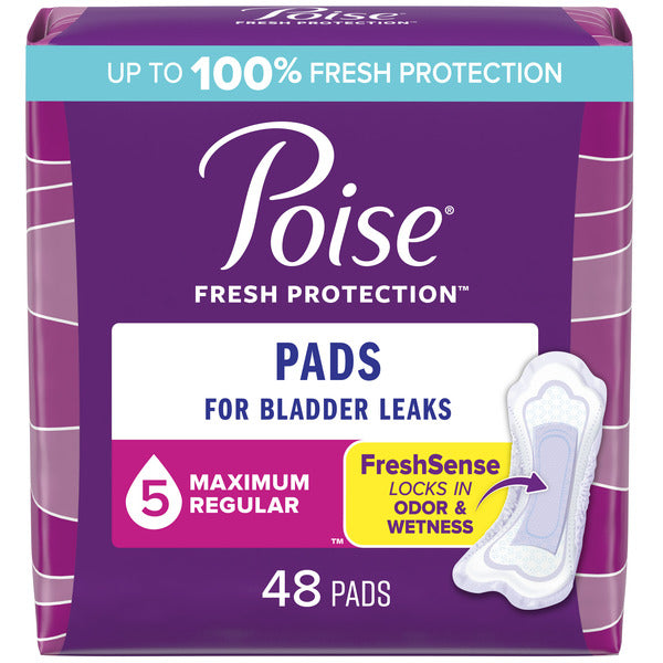 Poise Incontinence Pads, Maximum Absorbency, Regular Length DestGlow