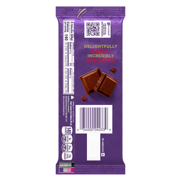 CADBURY ROYAL DARK Dark Chocolate Candy Bar, 3.5 oz