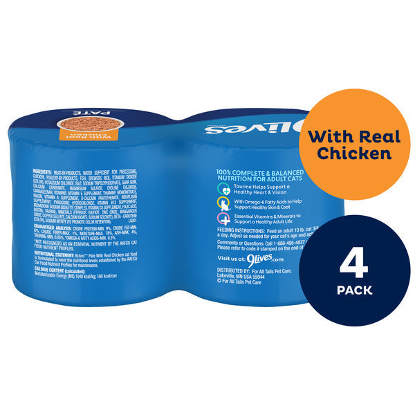 9Lives Paté Wet Cat Food with Real Chicken, 5.5 oz. Cans (4-pack)