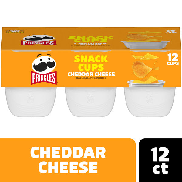 Pringles Cheddar Cheese Potato Crisps Chips, Lunch Snacks, Snack Stacks, 12 Count