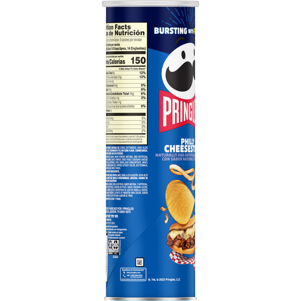 Pringles Philly Cheesesteak Potato Crisps Chips, Lunch Snacks, 5.5 oz