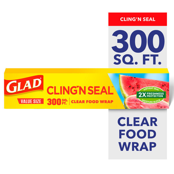 Glad Cling ‘N Seal Plastic Food Wrap, 300 sq ft