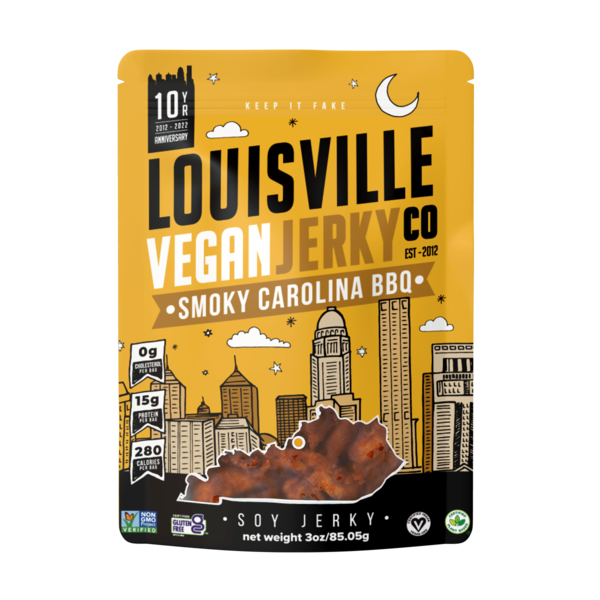 Louisville Vegan Jerky Smoky Carolina BBQ, Plant-Based Jerky