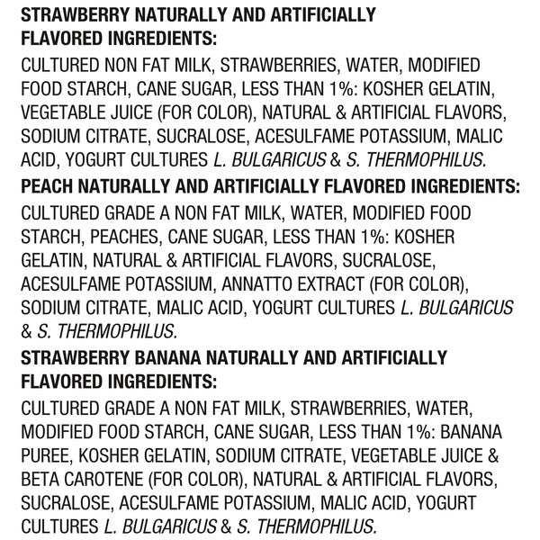 Dannon Light + Fit Regular Nonfat Yogurt, Strawberry/Strawberry Banana/Peach