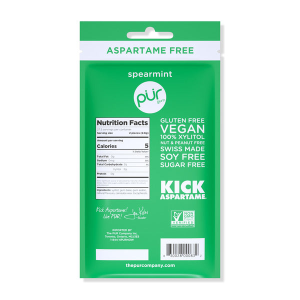 PÜR Spearmint, Aspartame Free, 100% Xylitol, Natural Flavored Gum