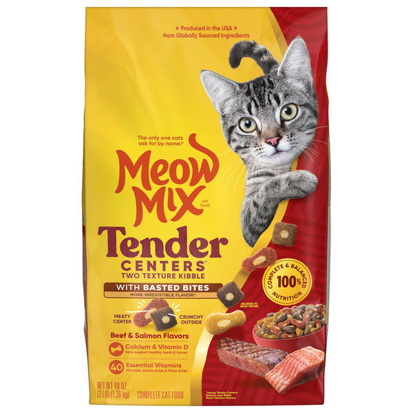 Meow Mix Tender Centers with Basted Bites, Beef & Salmon Flavors, Dry Cat Food