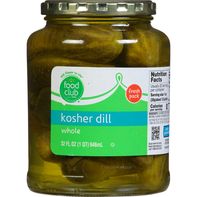 Food Club Pickles, Kosher Dill, Whole️