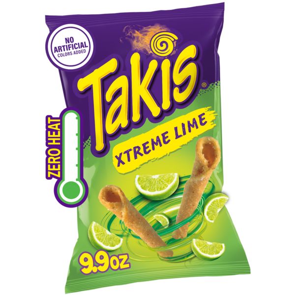 Takis Xtreme Lime 9.9 oz Sharing Size Bag, Lime Flavored Non-Spicy Zesty Rolled Tortilla Chips