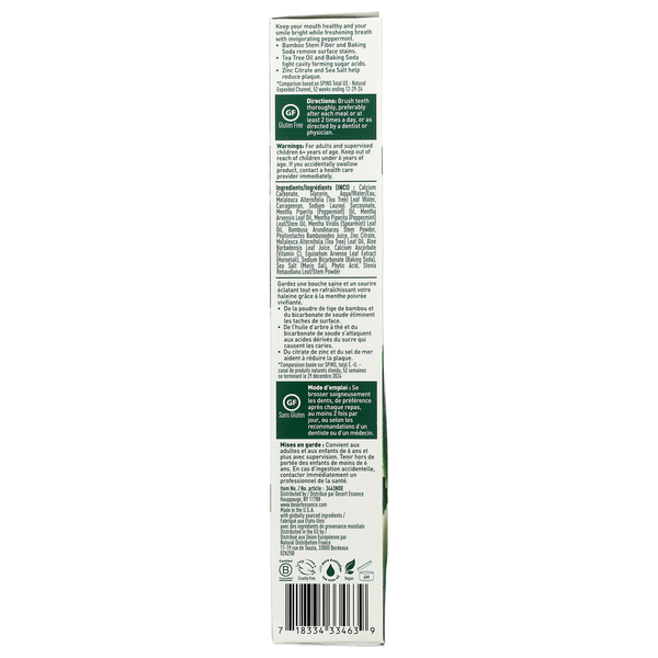 Desert Essence Toothpaste Whitening + Pep