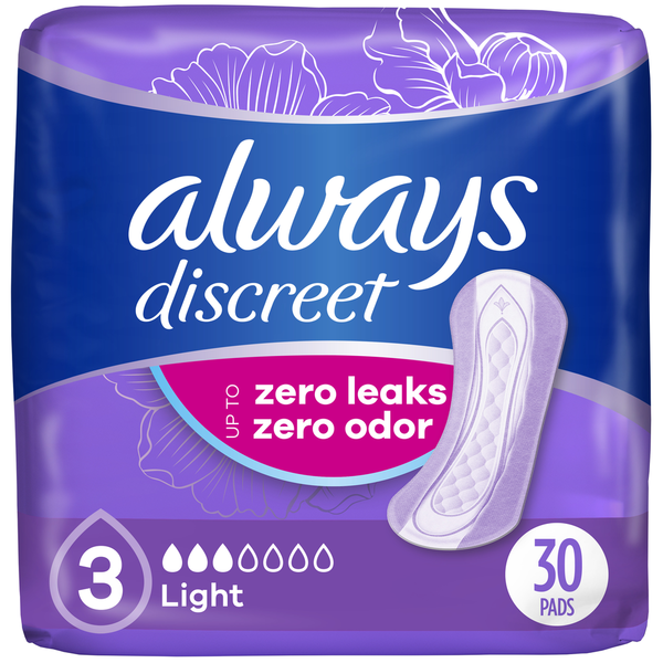 Always Discreet Discreet Pads, Light Absorbency, Regular Length