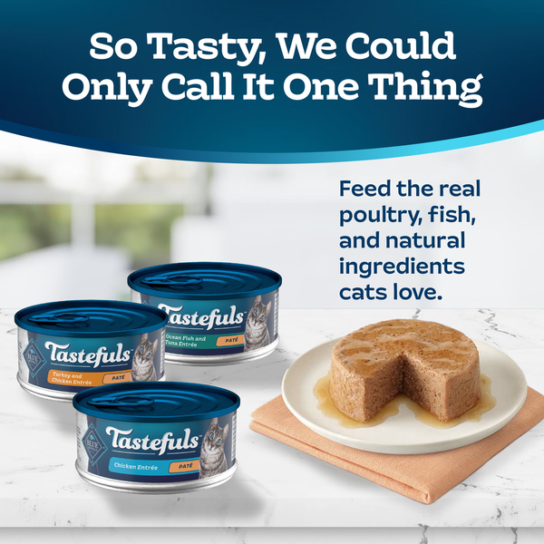 Blue Buffalo Tastefuls Natural Wet Cat Food, Chicken, Turkey & Chicken, Ocean Fish & Tunas