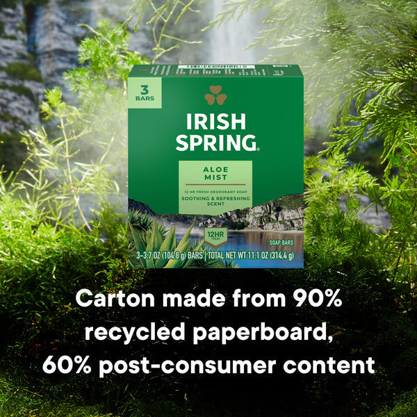 Irish Spring Deodorant Bar Soap For Men, Aloe Mist