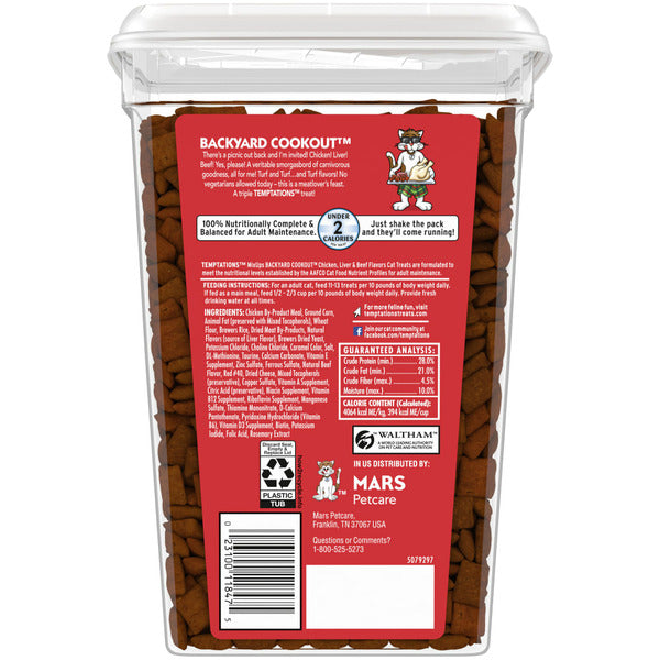 TEMPTATIONS MixUps Crunchy and Soft Cat Treats Backyard Cookout Flavor