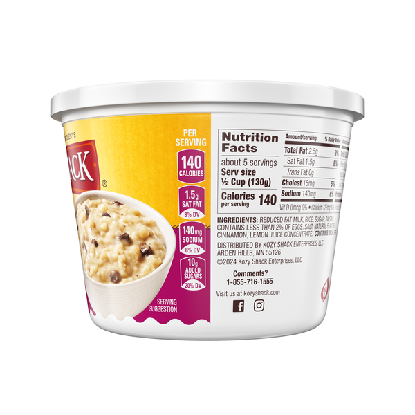 Kozy Shack Cinnamon Raisin Rice Pudding, Gluten Free Dessert
