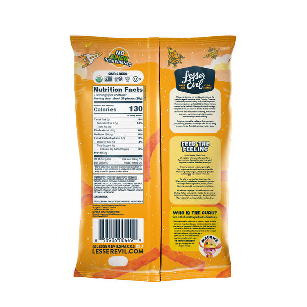 LesserEvil Cheezmos Cowboy Cheddar