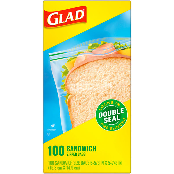 Glad Zipper Food Storage Sandwich Bags