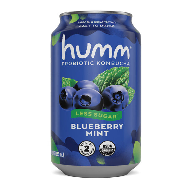 Humm Kombucha Blueberry Mint Zero Sugar Probiotic Kombucha