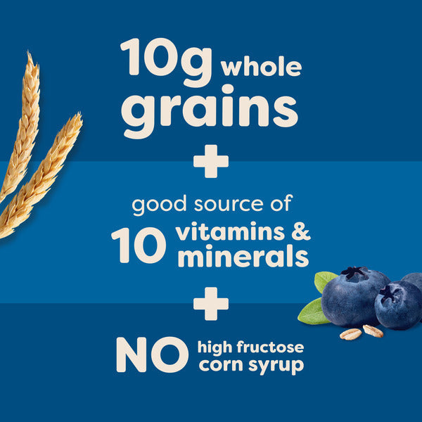 Kellogg’s Nutri-Grain Blueberry Breakfast Bars, Made with 10g Whole Grains, Value Pack, 16 Count