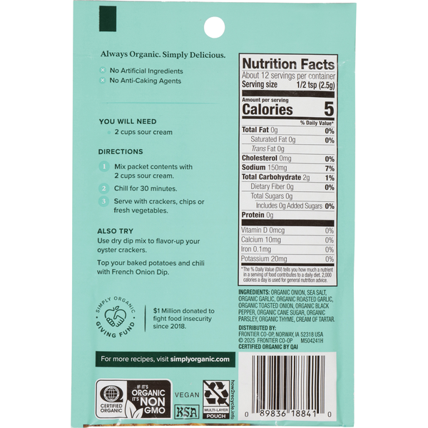 Simply Organic French Onion Dip Mix