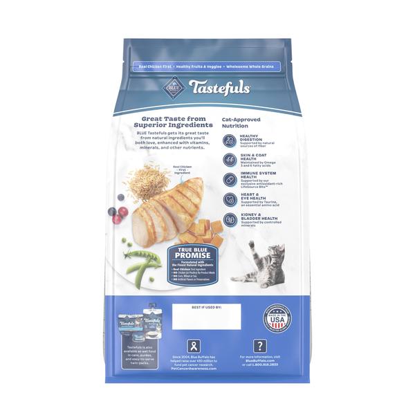 Blue Buffalo Tastefuls Natural Dry Food for Adult Indoor Cats, Chicken & Brown Rice Recipe, 5-lb. Bag DestGlow
