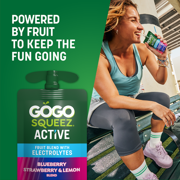 GoGo Squeez Active Electrolyte Blueberry Strawberry & Lemon Fruit Blend