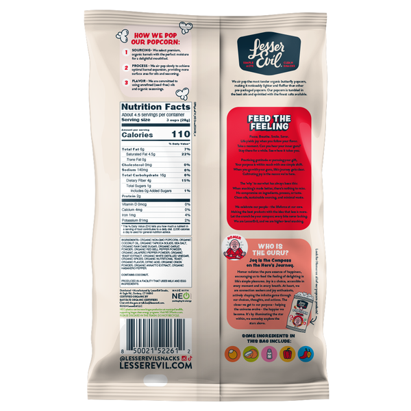 LesserEvil Organic Popcorn, Fiery Hot