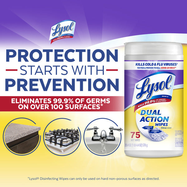 Lysol Disinfectant, Multi-Surface Antibacterial Scrubbing Wipes, Citrus
