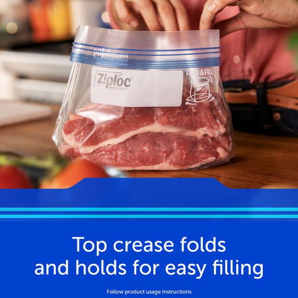 Ziploc Freezer Bags with Stay Open Design for Easy Filling