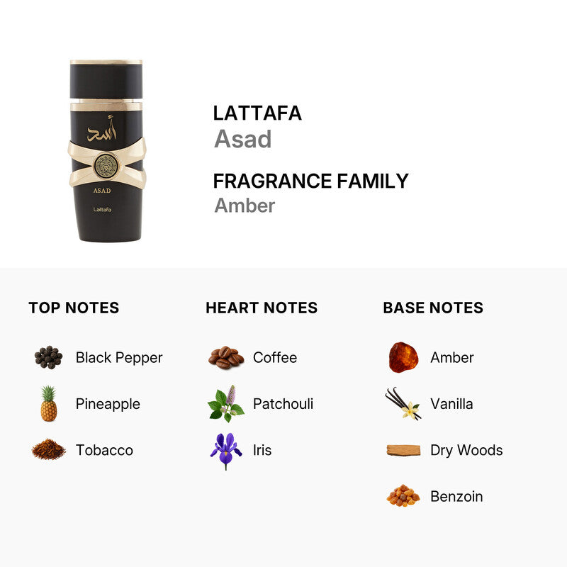 Lattafa Asad EDP Spray 3.4 oz Fragrances Men&