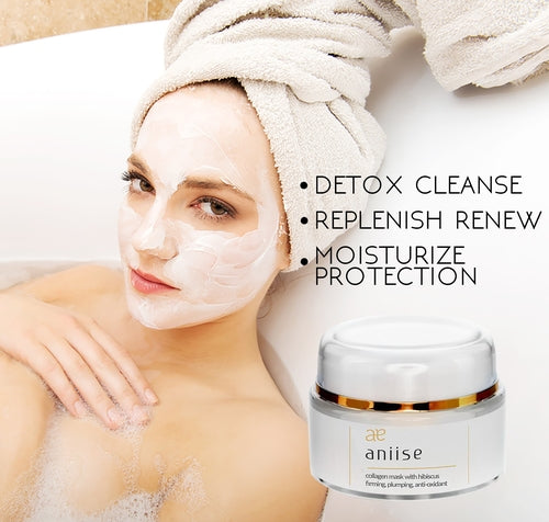 Collagen Facial Mask with Hibiscus - Anti-Aging Sheet Mask for Firming & Hydration