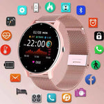 AquaSport™ Waterproof Smartwatch – Rose Gold Mesh Band & Fitness Tracker