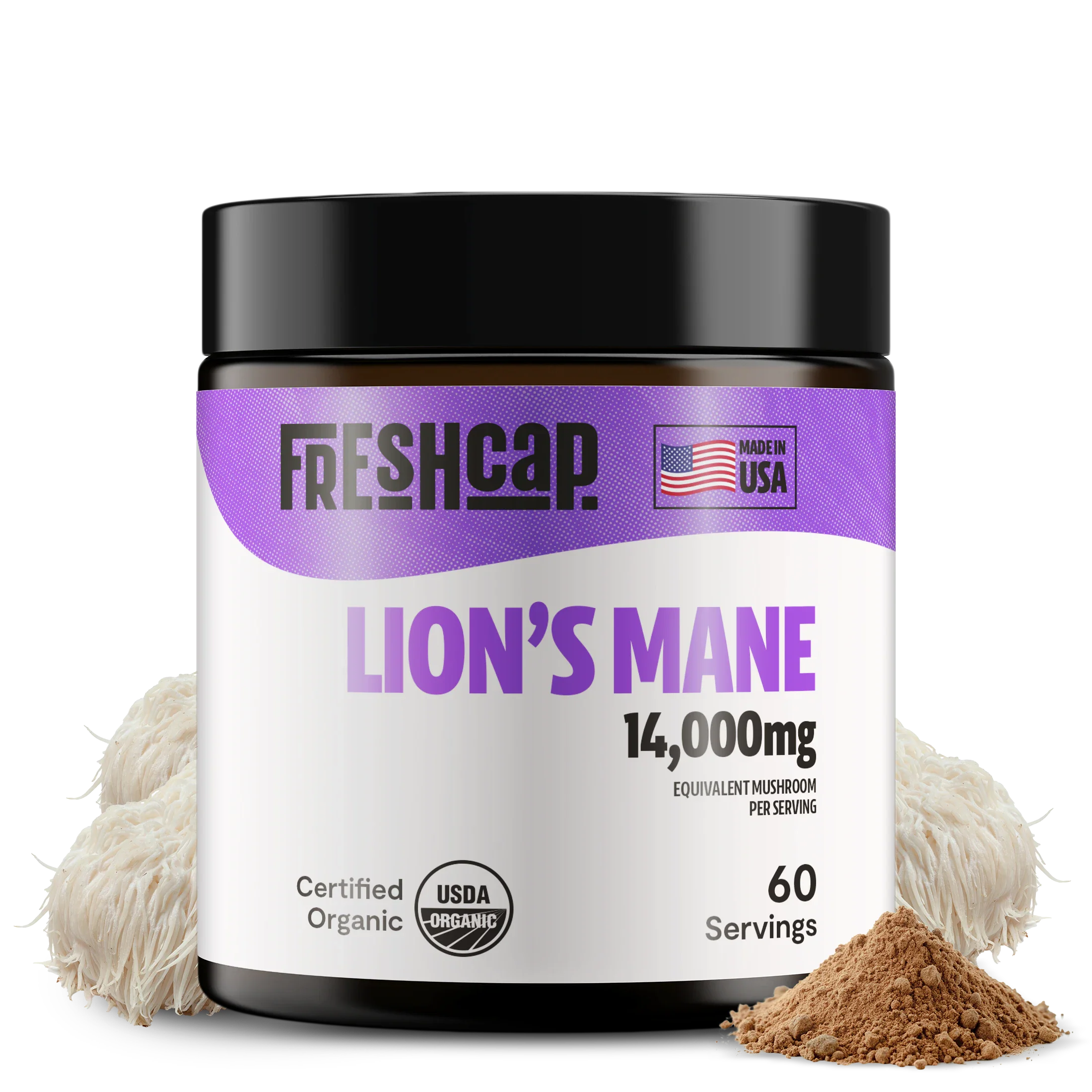 Organic Lion’s Mane Mushroom Powder by FreshCap Mushrooms