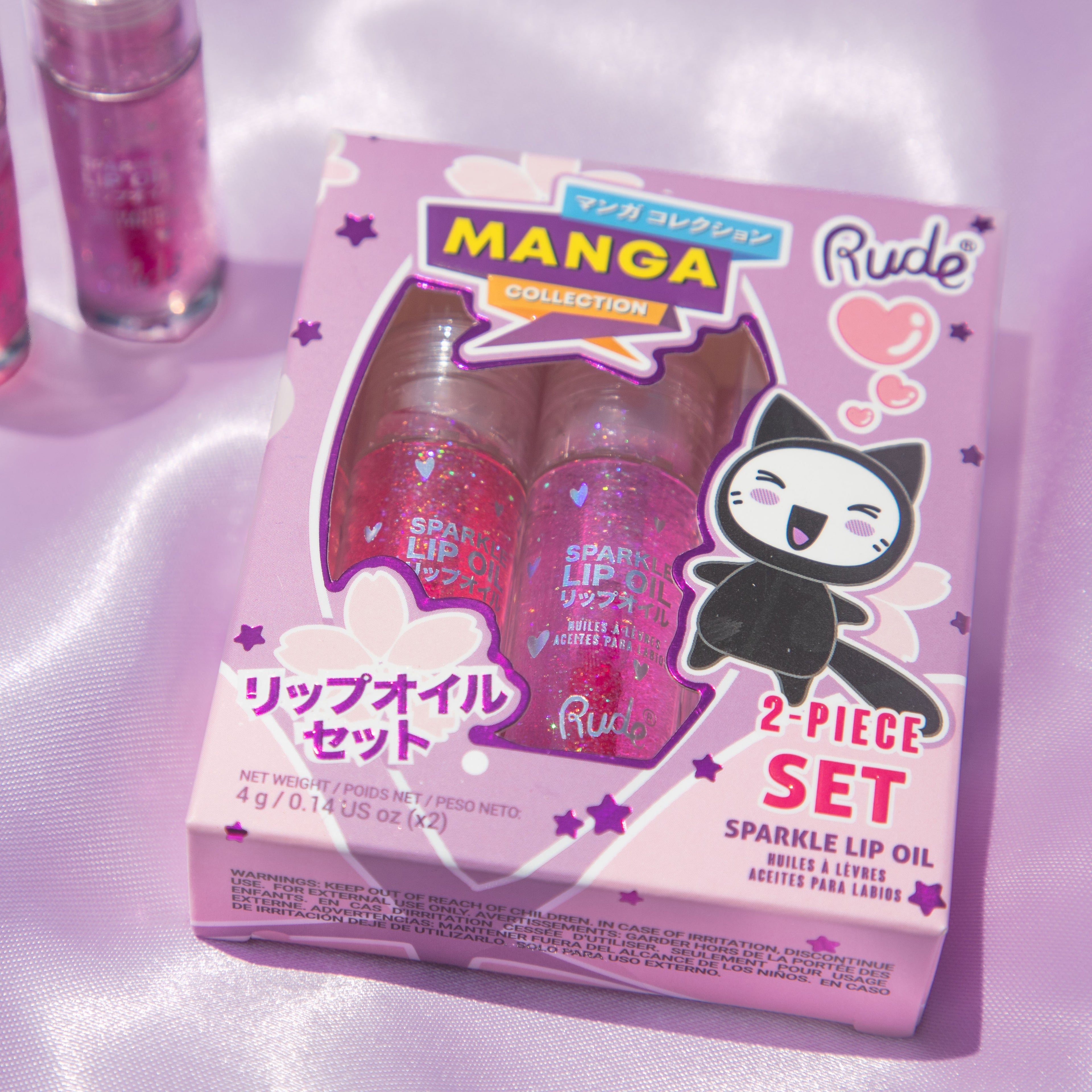 RUDE Manga Collection Sparkle Lip Oil Duo - Strawberry / Grape Duo - DestGlow