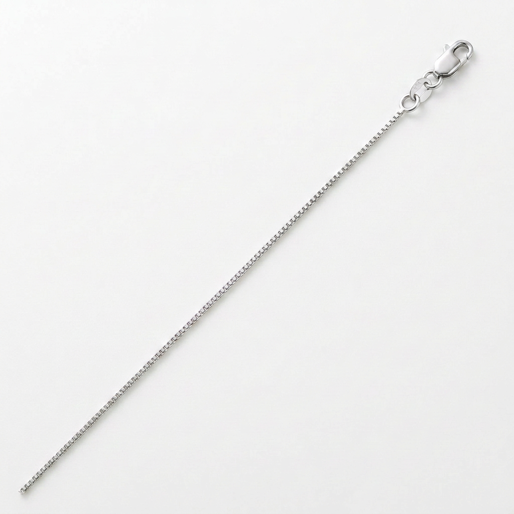 14k White Gold Classic Box Chain 0.7mm DestGlow