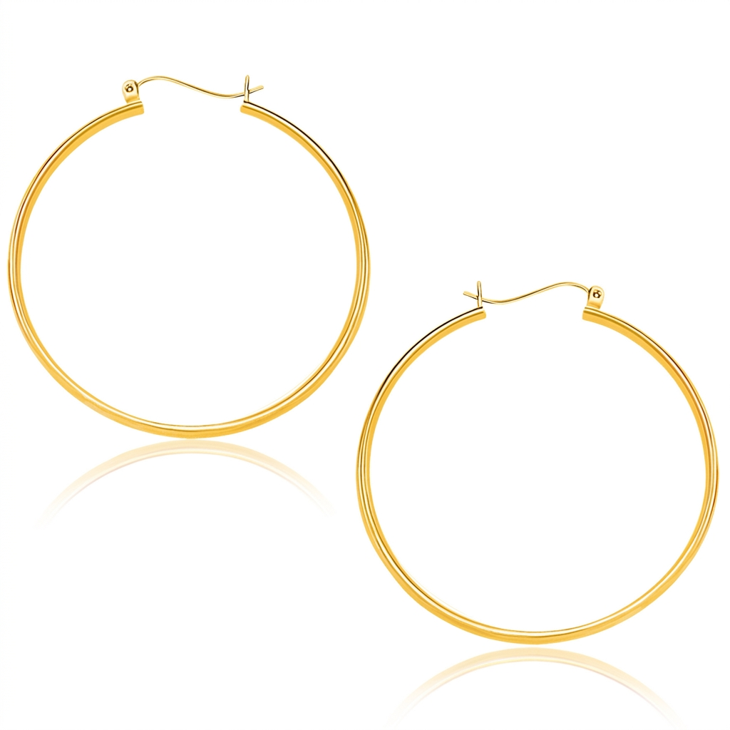 14k Yellow Gold Polished Hoop Earrings (40mm) DestGlow